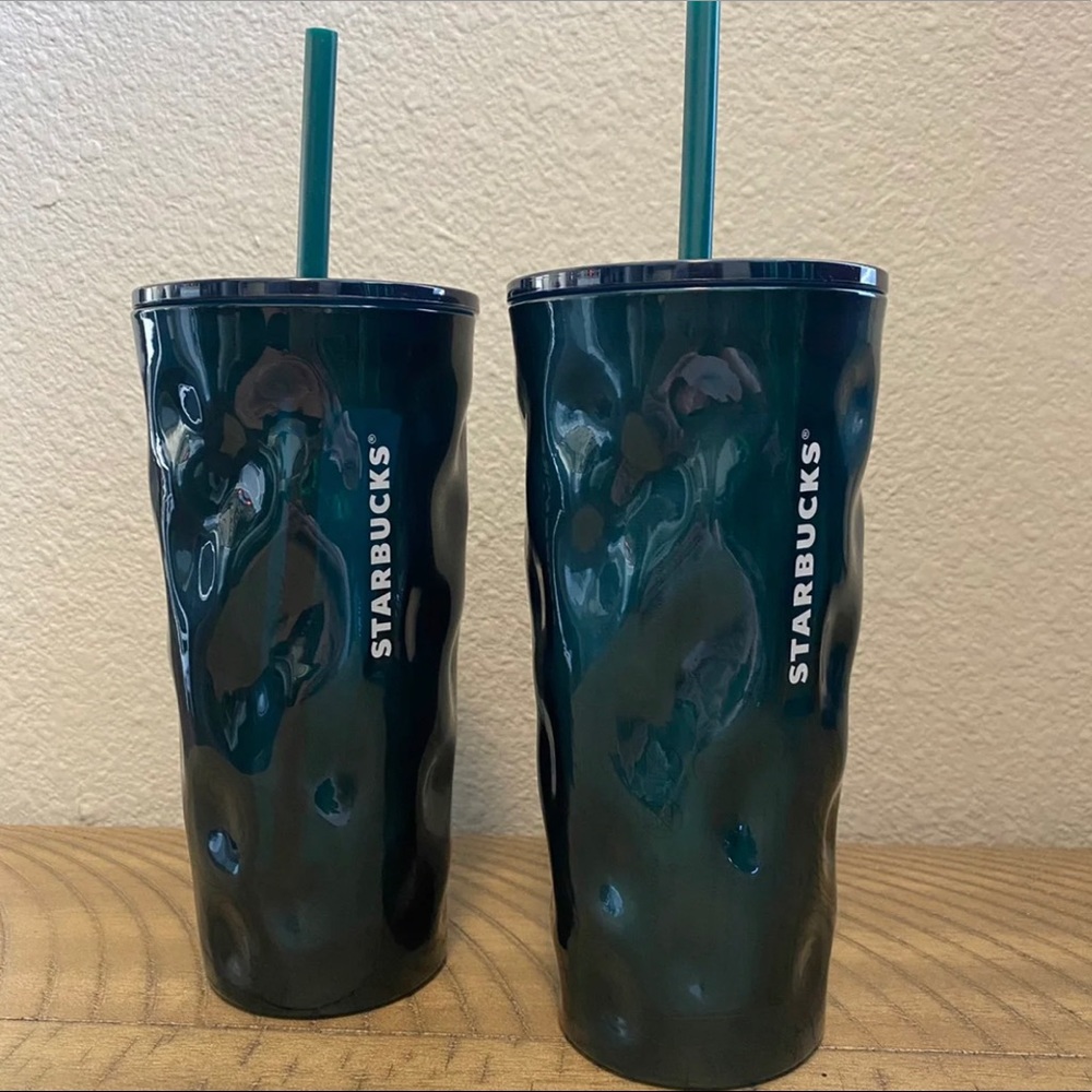 Textured Starbucks tumbler set emerald green new! Collectors edition